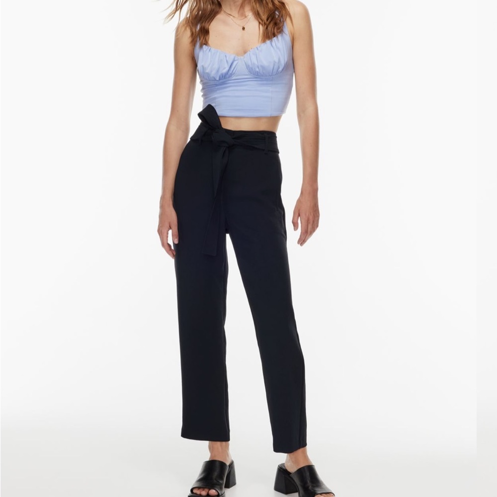 Black pants tie in front